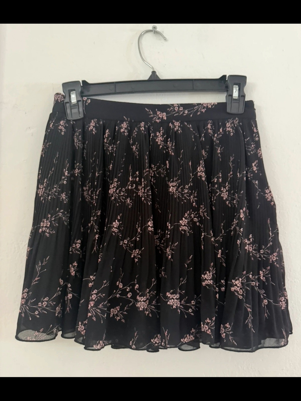Forever 21 Black Mini Skirt with Pink Floral Print